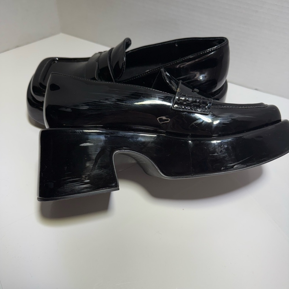 Black Chunky retro 90’s 00’s patent leather loafers Therapy Ella May Ding sz 7 - Picture 6 of 10